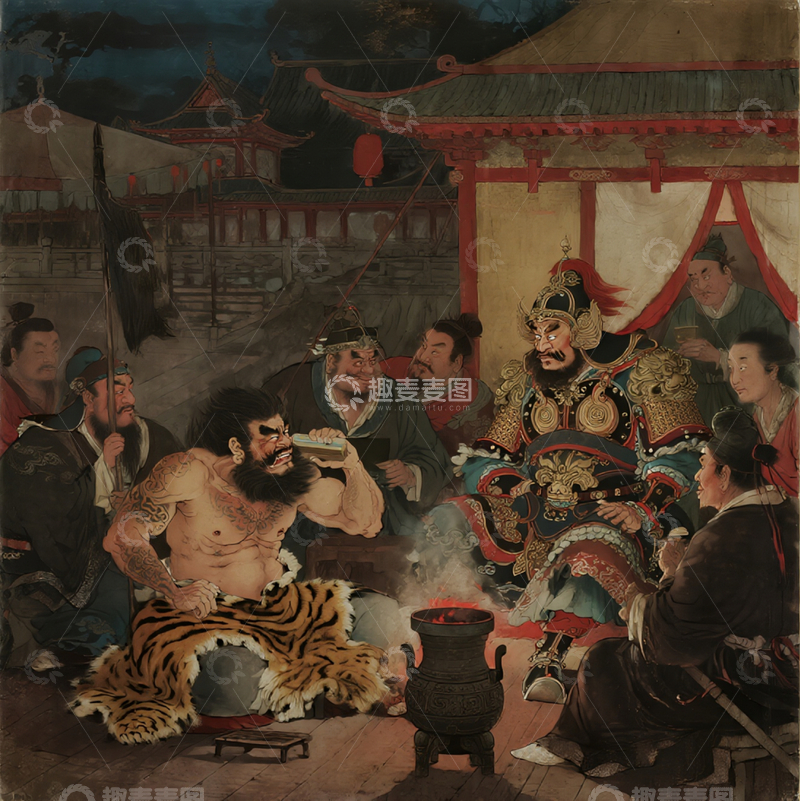 高清大图下载【趣麦麦图】三国古风饮酒图