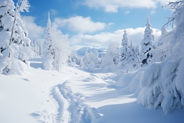 冬季积雪覆盖的森林