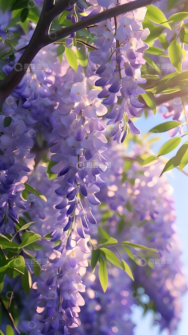 高清大图下载【趣麦麦图】治愈系紫藤花手机壁纸2