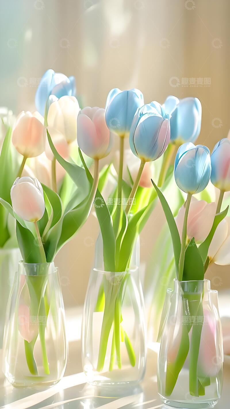 高清大图下载【趣麦麦图】治愈系马卡龙色郁金香3