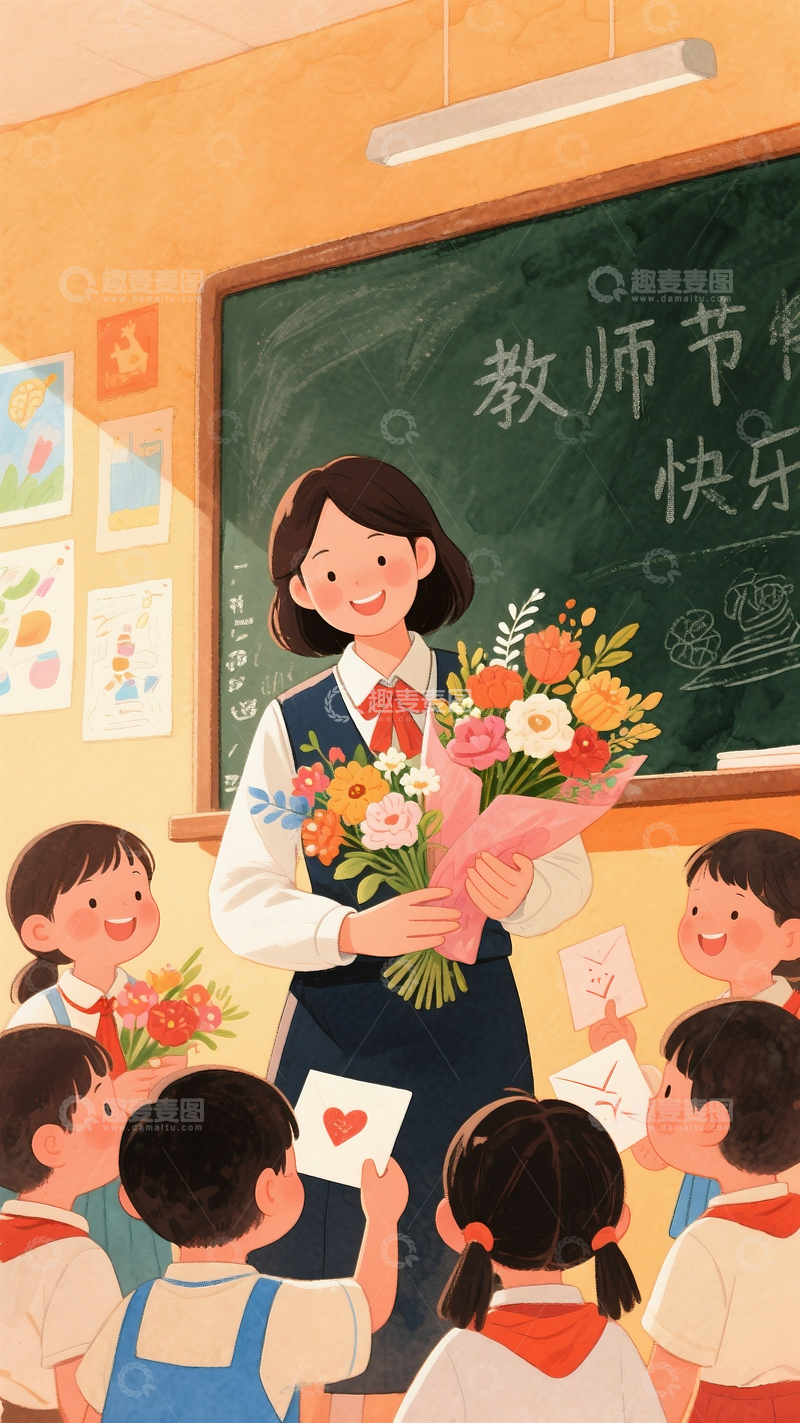 源文件下载【趣麦麦图】教师节插画1