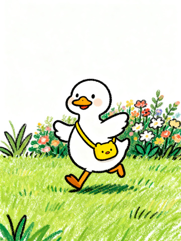 草地上的可爱小鸭子