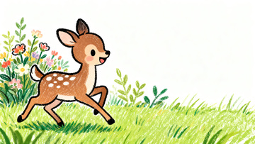 草地上奔跑的小鹿