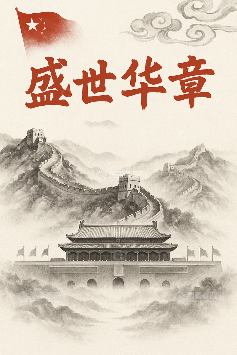 高清大图下载【趣麦麦图】盛世华章中国风宣传画