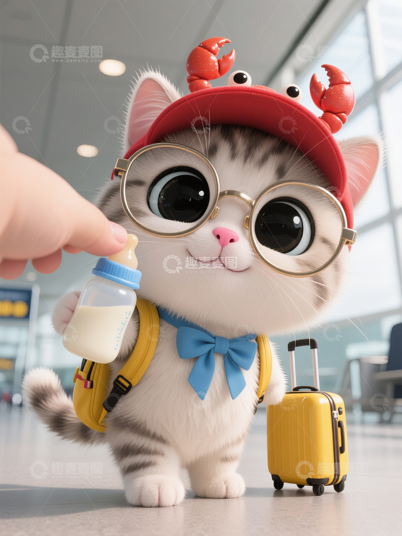 高清大图下载【趣麦麦图】萌趣小猫的出行时刻