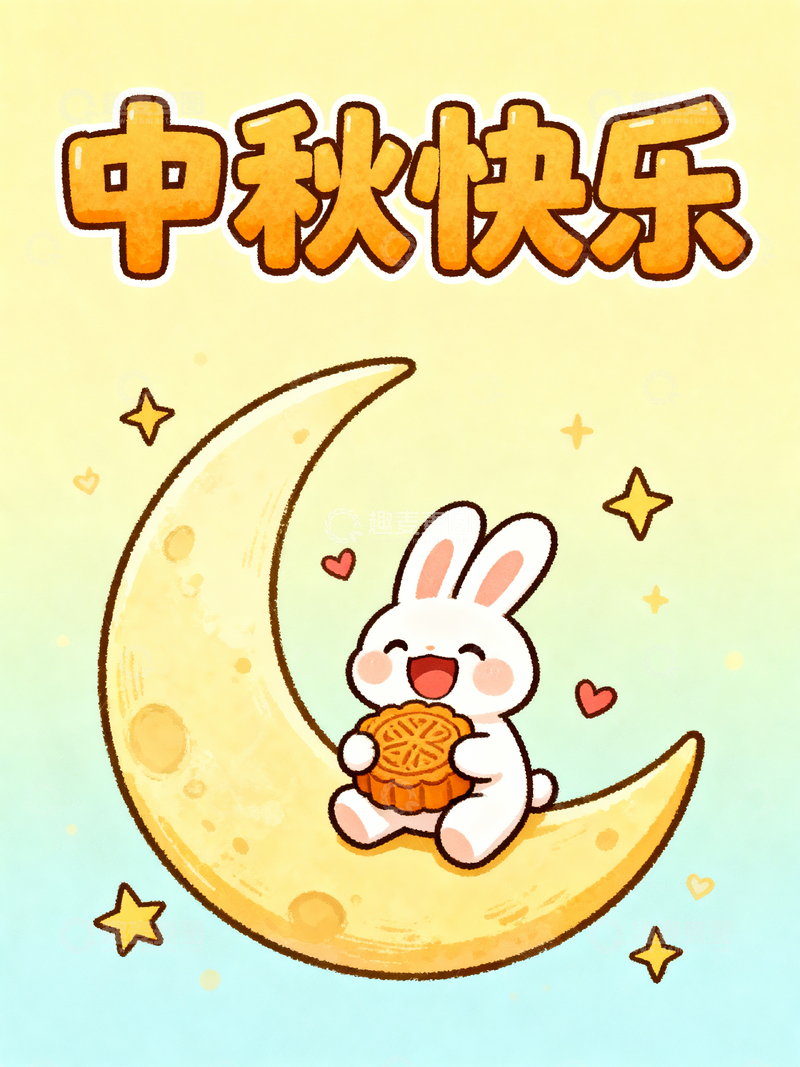 高清大图下载【趣麦麦图】中秋快乐卡通主题插画