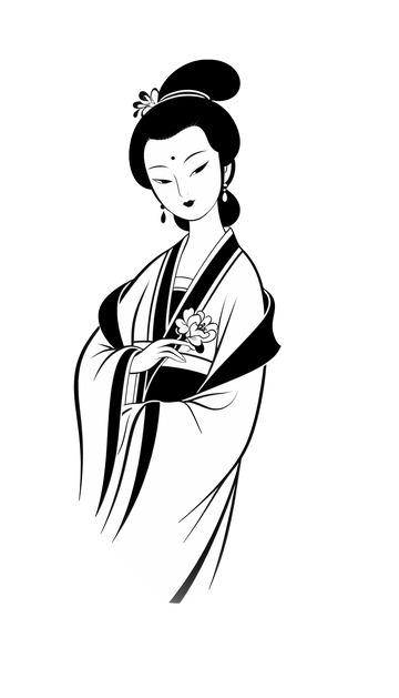 白描仕女图1