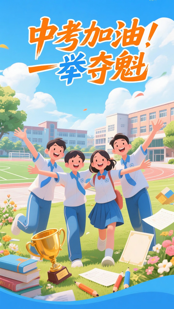 中考加油主题励志插画