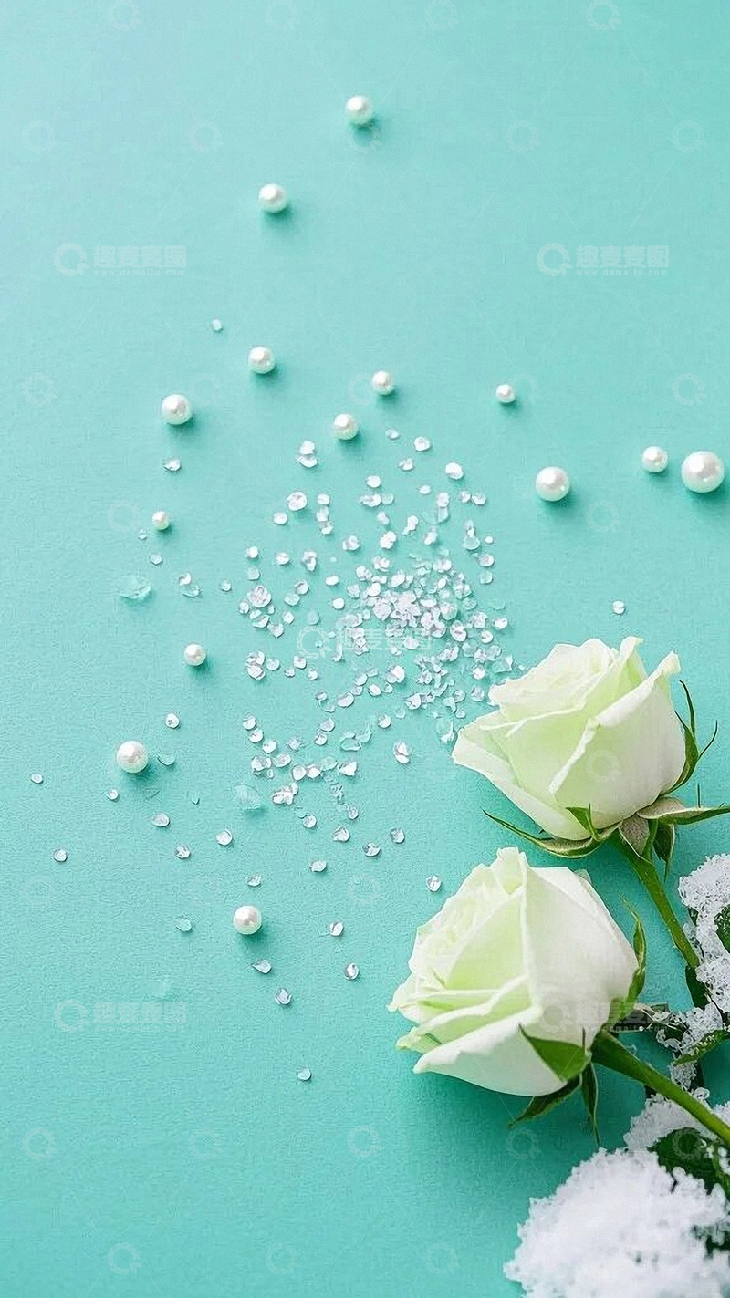 高清大图下载【趣麦麦图】白色玫瑰花清新底图12