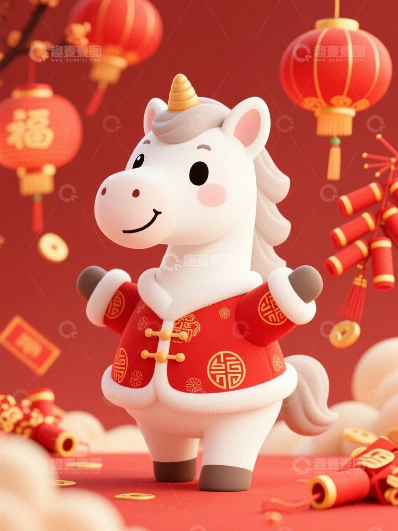 高清大图下载【趣麦麦图】3d卡通马年形象素材10