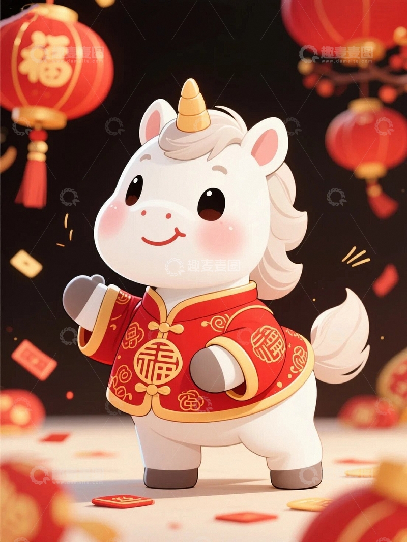 高清大图下载【趣麦麦图】3d卡通马年形象素材3