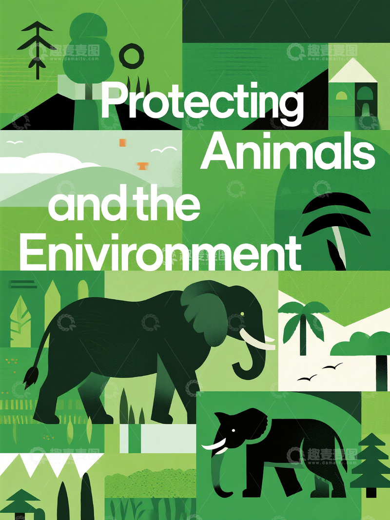 高清大图下载【趣麦麦图】-守护动物与环境宣传图
