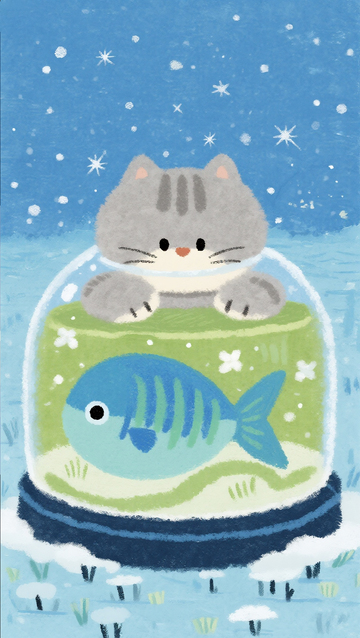雪天里的猫与鱼之趣