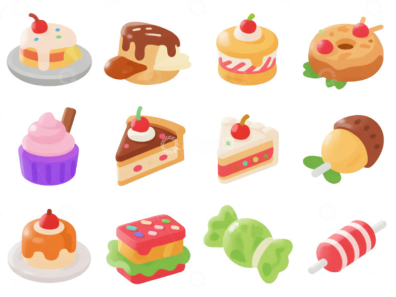 高清大图下载【趣麦麦图】缤纷可爱的甜点集合图