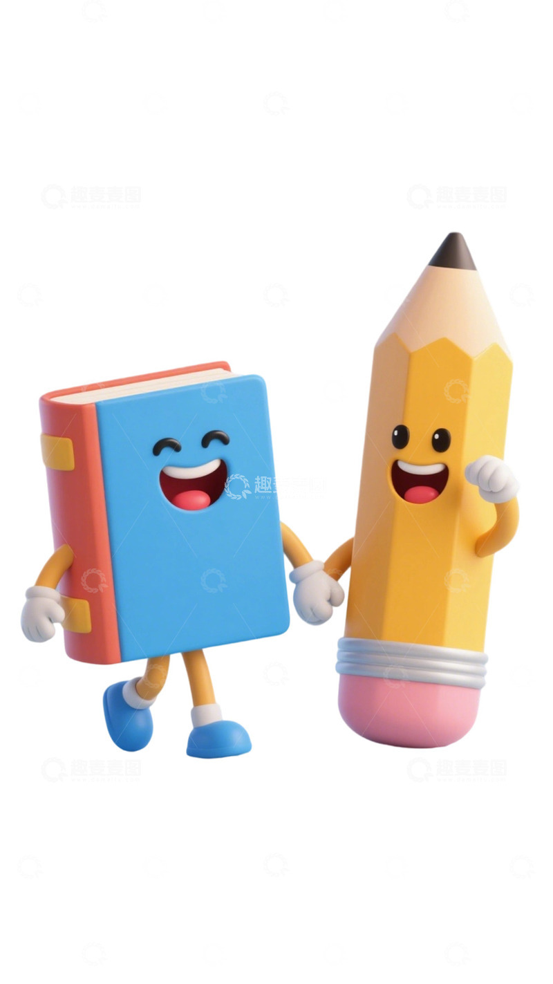 高清大图下载【趣麦麦图】铅笔书本卡通形象