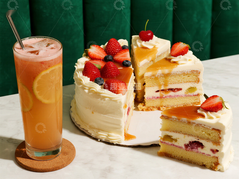 高清大图下载【趣麦麦图】奶油水果生日蛋糕