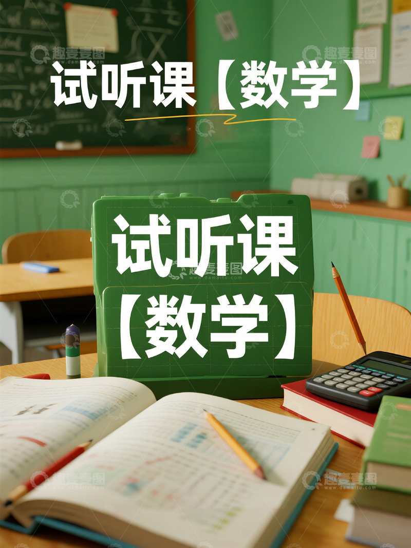 高清大图下载【趣麦麦图】数学试听课学习场景展示图
