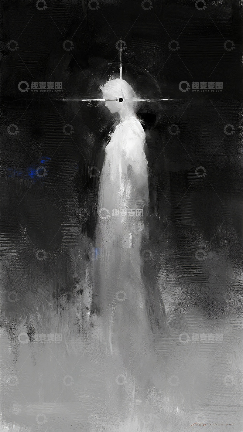 高清大图下载【趣麦麦图】黑白意境下的神秘身影