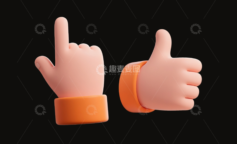 源文件下载【趣麦麦图】立体手指图标3
