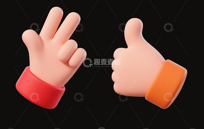 源文件下载【趣麦麦图】立体手指图标1