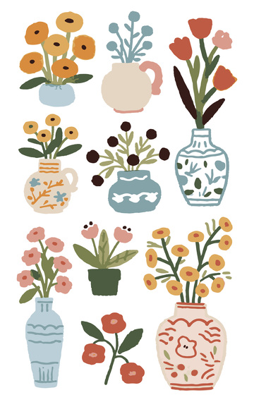 手绘水彩插画花