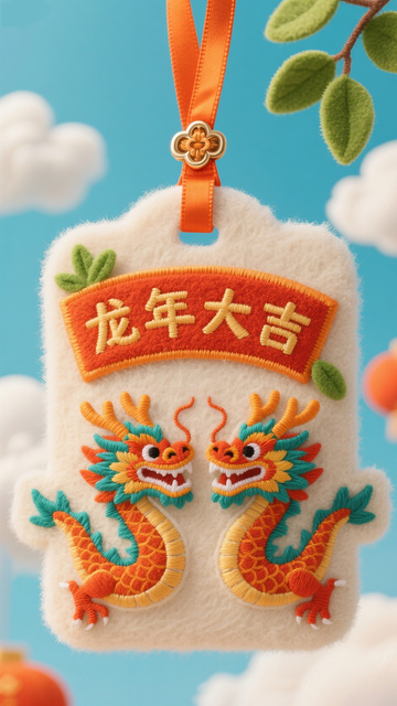 龙年大吉毛绒刺绣挂饰
