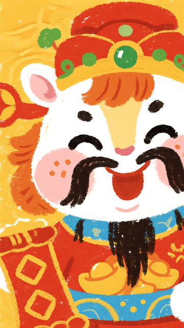 萌趣财神送福图