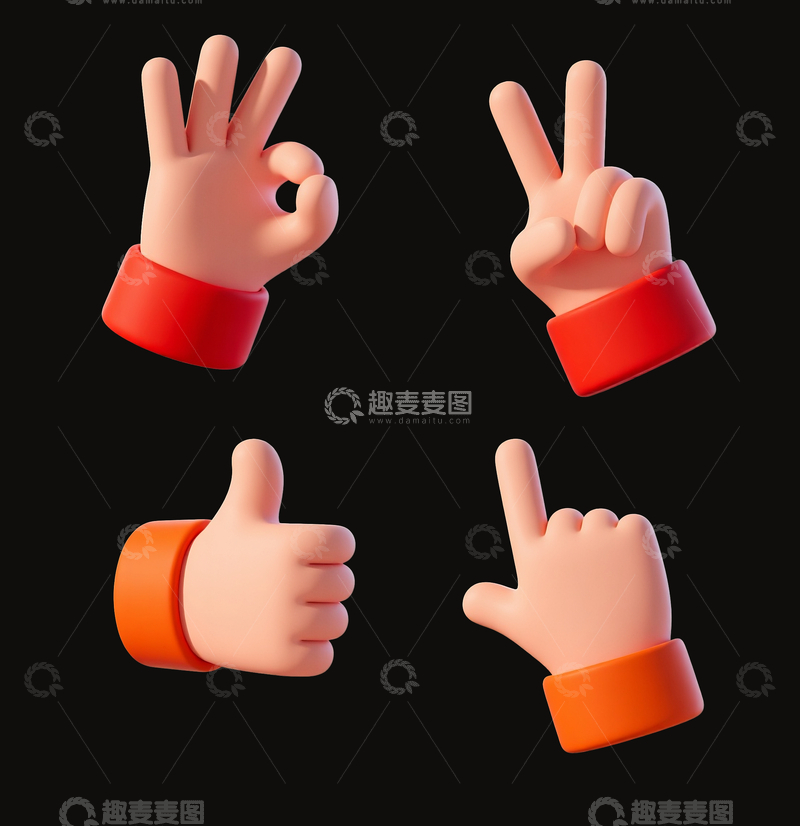 源文件下载【趣麦麦图】立体手指图标2