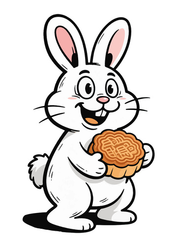抱着月饼的兔子