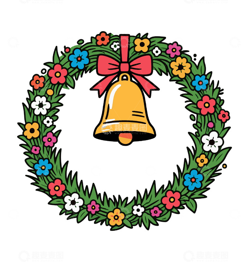 源文件下载【趣麦麦图】-圣诞节铃铛花环