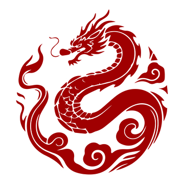 红色中国龙纹样