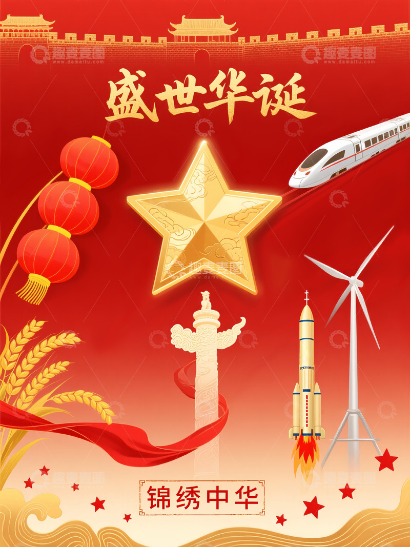 中国红2025中国国庆盛世华诞景秀中华