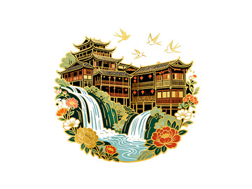 国风风景插画素材11