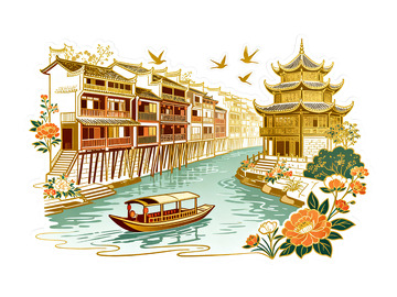 国风风景插画素材6