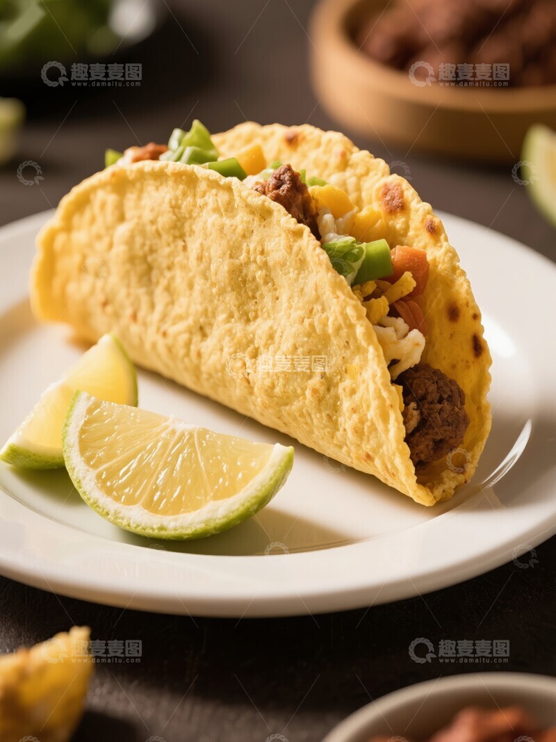 高清大图下载【趣麦麦图】美味墨西哥塔可搭配各种蔬菜肉类