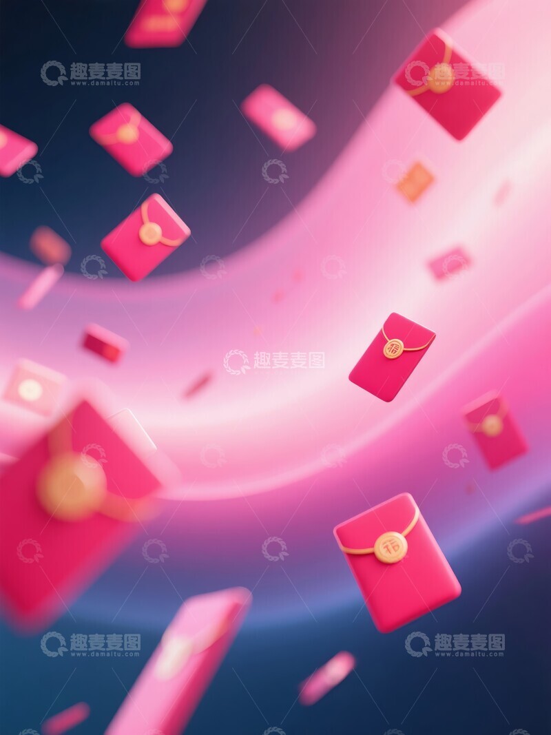 高清大图下载【趣麦麦图】红包飘落的梦幻场景