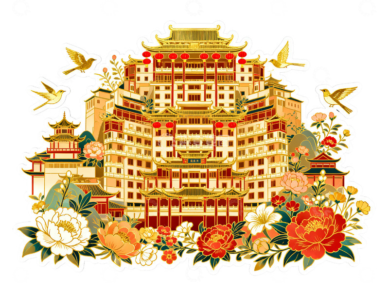 高清大图下载【趣麦麦图】国风风景插画素材18