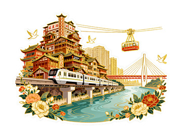 国风风景插画素材3