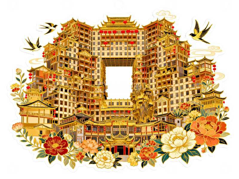 高清大图下载【趣麦麦图】国风风景插画素材20