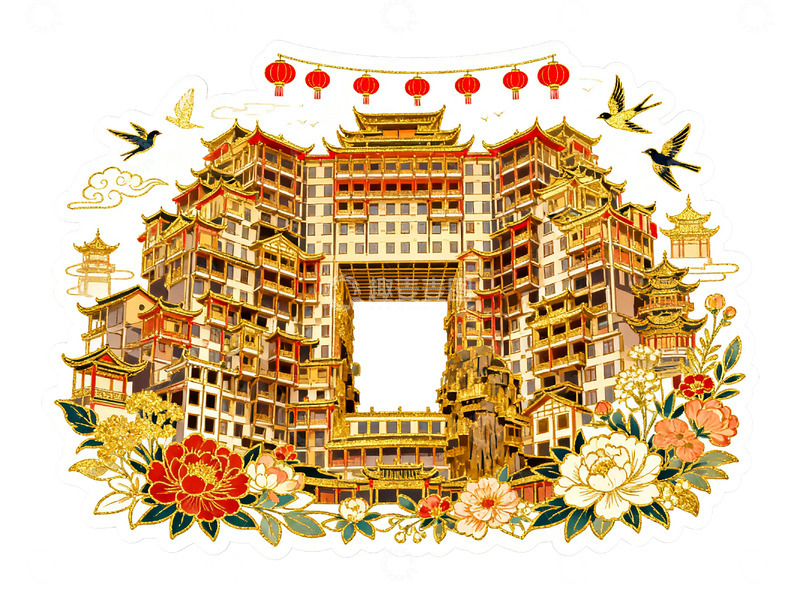 高清大图下载【趣麦麦图】国风风景插画素材19