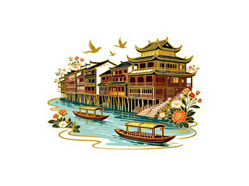 国风风景插画素材7