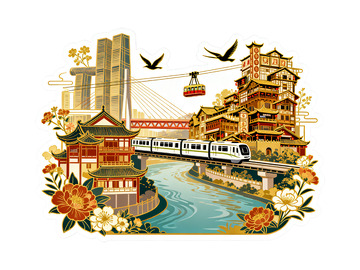 国风风景插画素材4