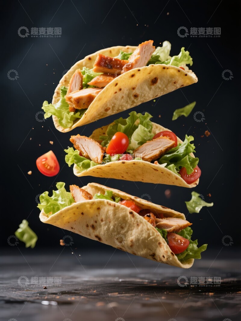 高清大图下载【趣麦麦图】蔬菜与牛肉的美味墨西哥卷饼