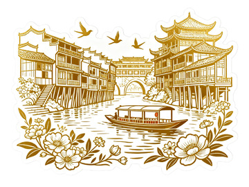 国风风景插画素材5