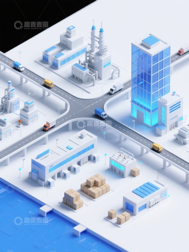 高清大图下载【趣麦麦图】现代化物流中心与交通枢纽