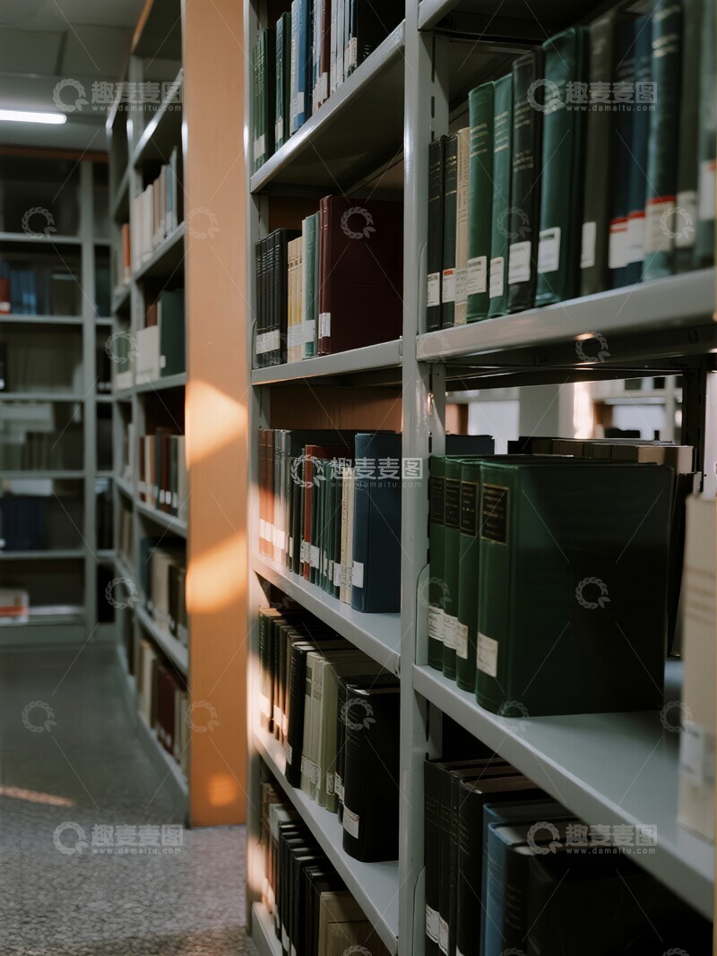 高清大图下载【趣麦麦图】图书馆书架上的书籍排列