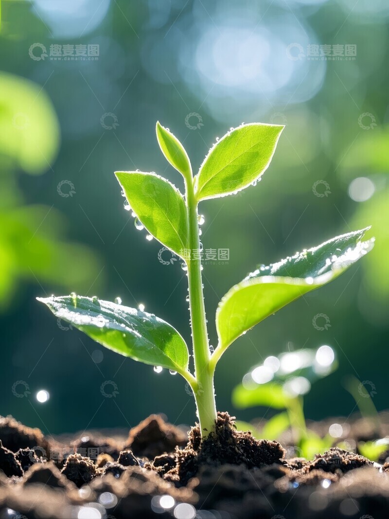 高清大图下载【趣麦麦图】嫩芽破土而出，生机勃勃