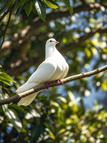 树枝上的白色鸽子