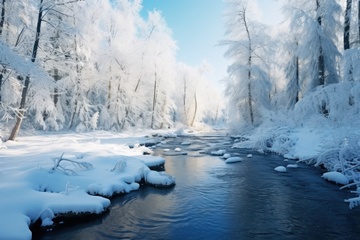 冬季河流森林自然美景