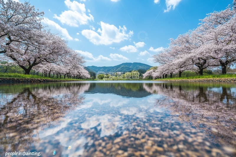 高清大图下载【趣麦麦图】桃花花朵湖泊自然美景